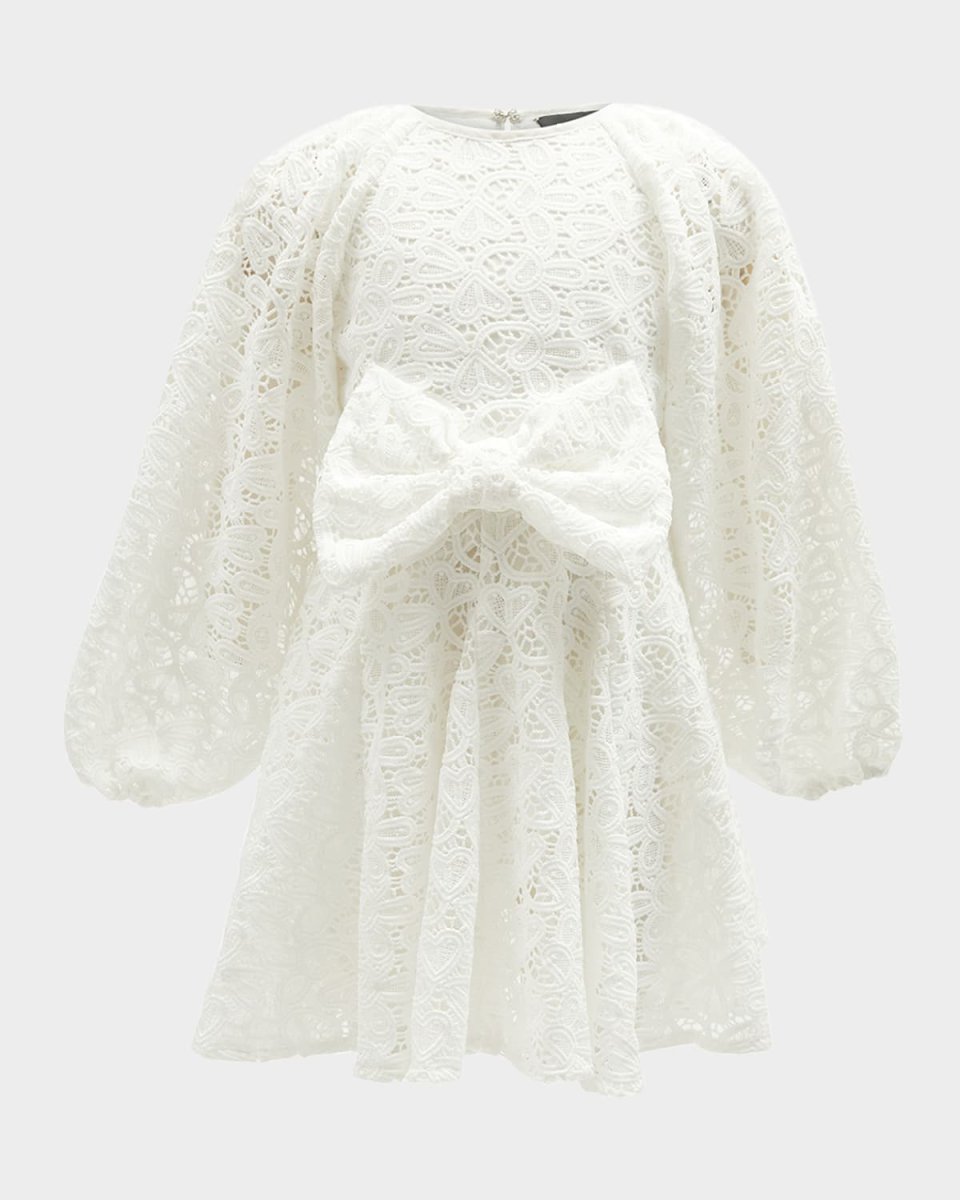 Girl's Sonny Bow-Front Lace Dress, Size 4-14